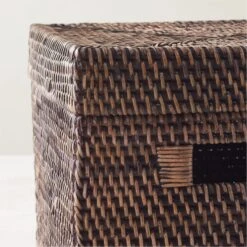 Emme Square Handwoven Espresso Rattan Storage Basket 10 Emme Square Handwoven Espresso Rattan Storage Basket -Nesto Store EmmeBoxwLidEspSqAV2SHF22