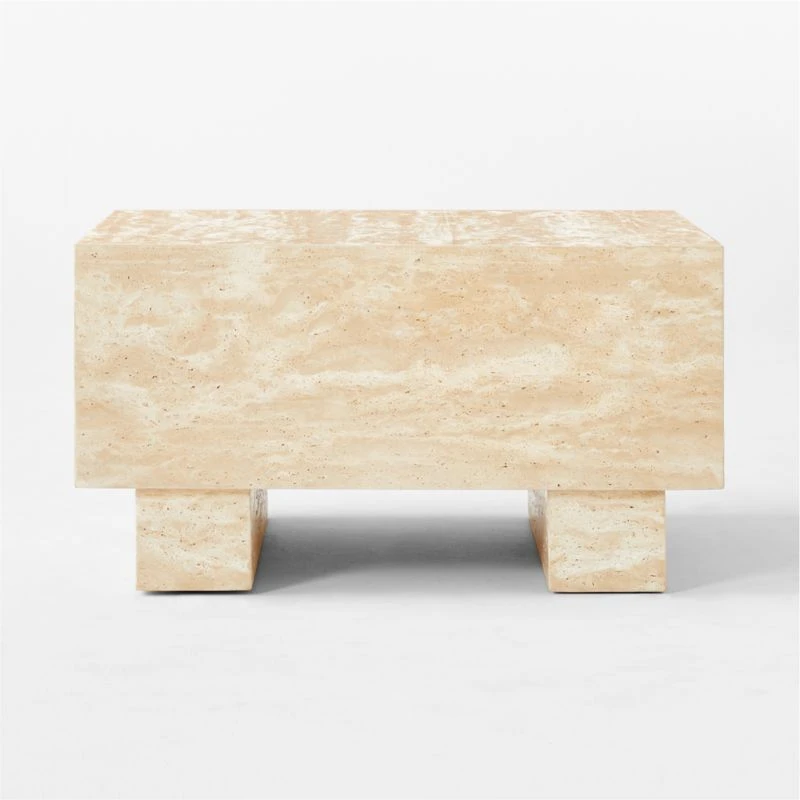 Enyo Square Travertine Side Table 4 Enyo Square Travertine Side Table - Image 2