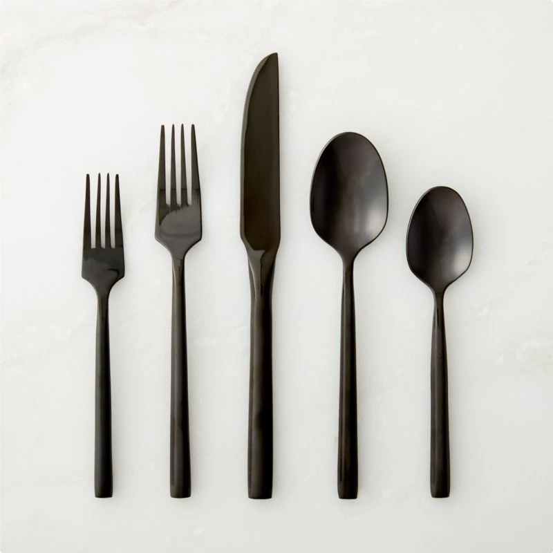 20-Piece Essence Brushed Black Flatware Set 3 20-Piece Essence Brushed Black Flatware Set