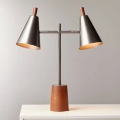 Exposior Gunmetal And Walnut Table Lamp Model 2014 -Nesto Store Exposior2014WlntTableLampROS21