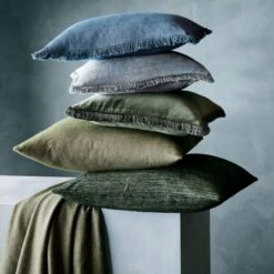 Raj Green Silk Throw Pillow With Feather-Down Insert 20" 15 Raj Green Silk Throw Pillow With Feather-Down Insert 20" -Nesto Store EyelashBluePillowBettiePillowJL21 1x1