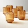 Ezra Amber Glass Tealight Candle Holders Set Of 6 -Nesto Store EzraAmberTealightHolderS6SHF21