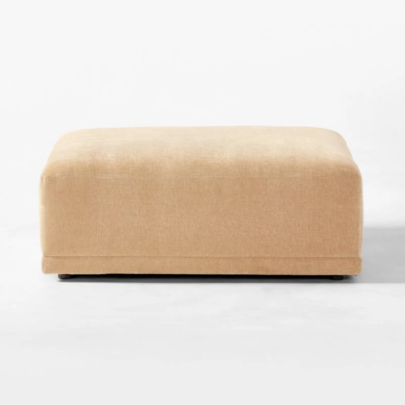 Faible Wheat Performance Velvet Ottoman 5 Faible Wheat Performance Velvet Ottoman - Image 3