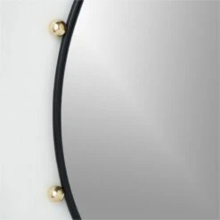 Farren Black Round Wall Mirror 30" -Nesto Store FarrenMttBlkMirror30inAV2SHF22