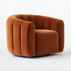 Fitz Channeled Russet Velvet Swivel Chair 14 Fitz Channeled Russet Velvet Swivel Chair -Nesto Store FitzChairLucaRusset3QF20
