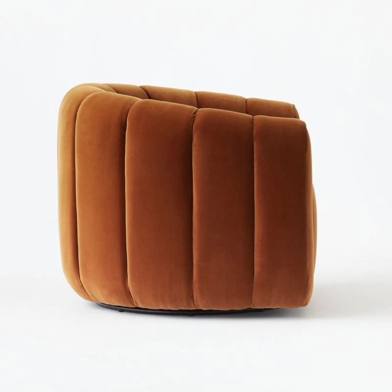 Fitz Channeled Russet Velvet Swivel Chair 8 Fitz Channeled Russet Velvet Swivel Chair - Image 6