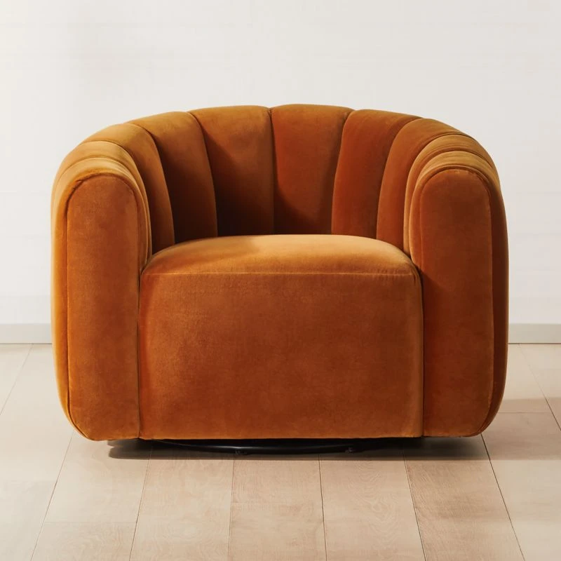 Fitz Channeled Russet Velvet Swivel Chair 3 Fitz Channeled Russet Velvet Swivel Chair