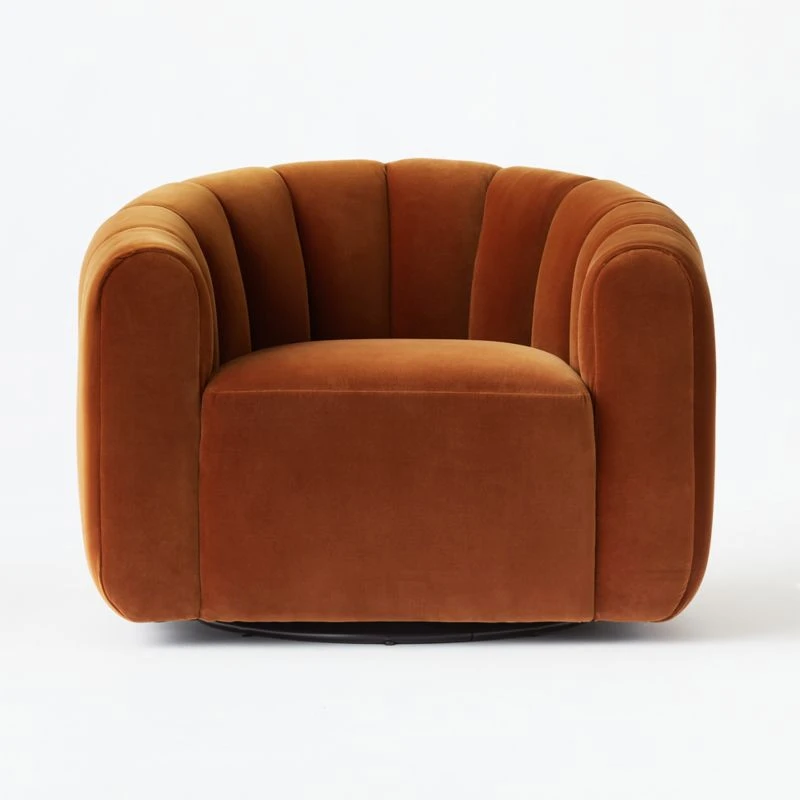 Fitz Channeled Russet Velvet Swivel Chair 6 Fitz Channeled Russet Velvet Swivel Chair - Image 4