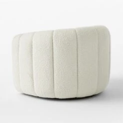 Fitz Channeled White Boucle Swivel Chair -Nesto Store FitzCreamBclSwivelChr3QBSSS23
