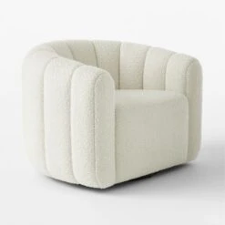 Fitz Channeled White Boucle Swivel Chair -Nesto Store FitzCreamBclSwivelChr3QSSS23