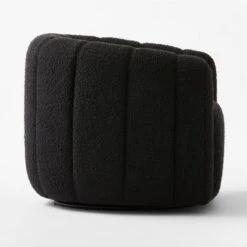 Fitz Channeled Black Boucle Swivel Chair -Nesto Store FitzTeddyBlkSwivelChairSDSSF23