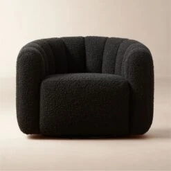 Fitz Channeled Black Boucle Swivel Chair Set Of 2