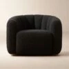 Fitz Channeled Black Boucle Swivel Chair -Nesto Store FitzTeddyBlkSwivelChairSHF23