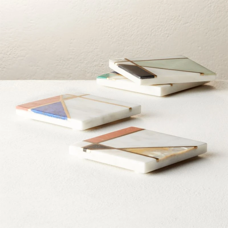 Flo Marble And Brass Coasters Set Of 4 3 Flo Marble And Brass Coasters Set Of 4