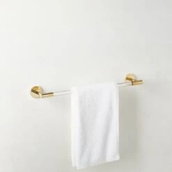 Flynn Crystal And Unlacquered Brass Towel Bar 18" -Nesto Store FlynnCrystUnldBrsTwlBr18ROS23