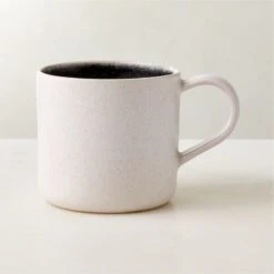 Fynn Black And White Coffee Mug With Reactive Glaze