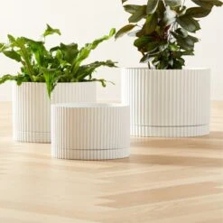 Fold White Cement Indoor Planter With Tray XL -Nesto Store FoldWhtCementPlanterGroupFHF22