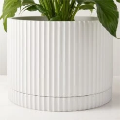 Fold White Cement Indoor Planter With Tray XL -Nesto Store FoldWtXLCmntPlanterWTrayROF22