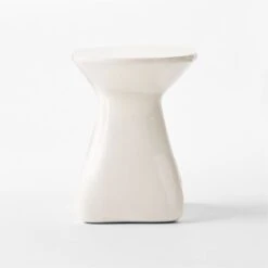 Forcella High-Gloss White Cement Side Table -Nesto Store ForcellaHiGlossWhtSdTableSDSSF23