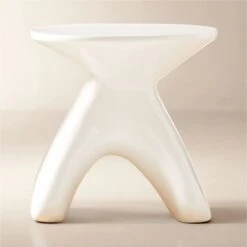 Forcella High-Gloss White Cement Side Table