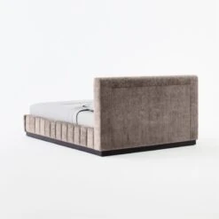 Forte Channeled Grey Velvet Queen Bed -Nesto Store ForteGreyLushNickelQBed3QBSSS21
