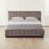 Forte Channeled Grey Velvet Queen Bed 2 Forte Channeled Grey Velvet Queen Bed -Nesto Store ForteGreyLushNickelQBedSHS21 1x1