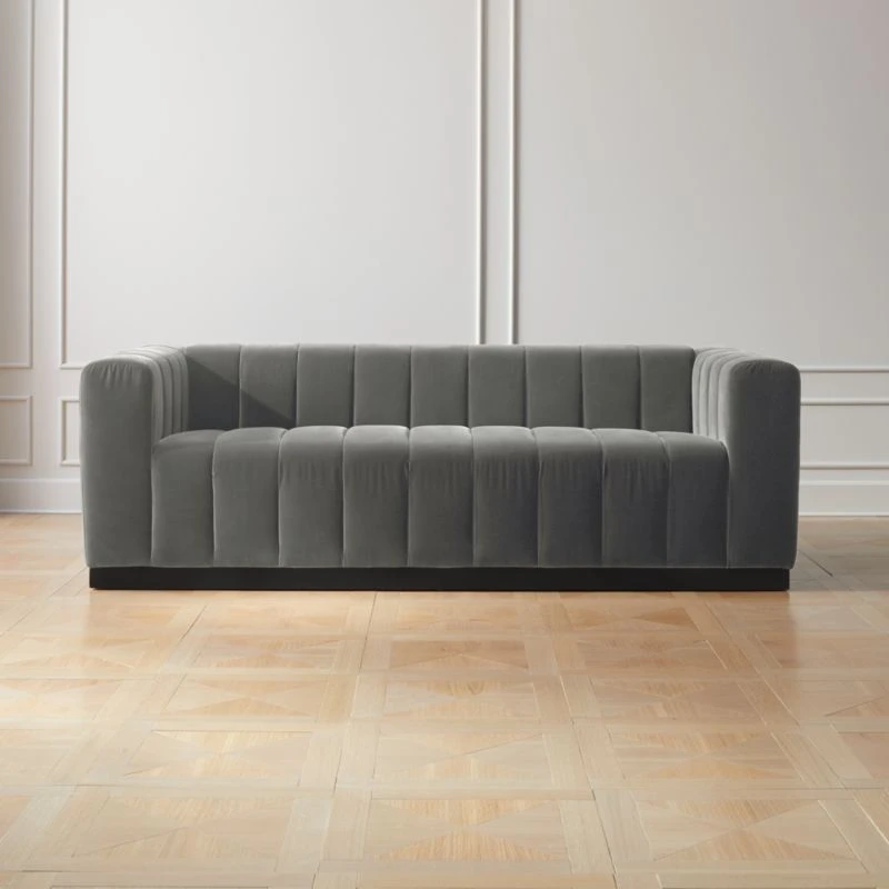 Forte 81" Channeled Sofa With Black Legs Luca Storm 4 Forte 81" Channeled Sofa With Black Legs Luca Storm - Image 2