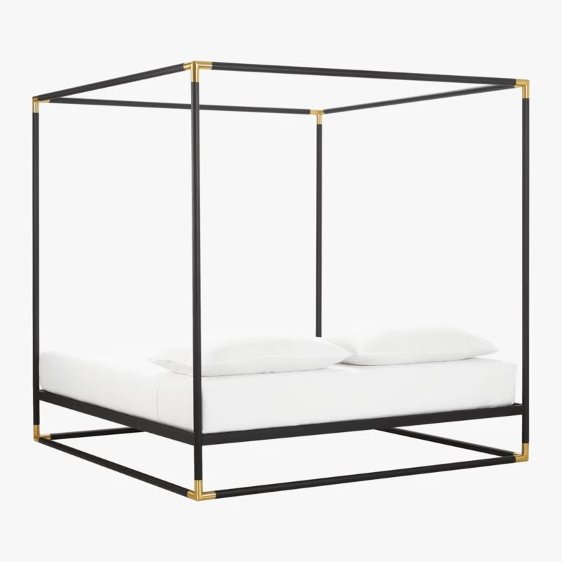 Frame Black Iron Queen Canopy Bed 6 Frame Black Iron Queen Canopy Bed - Image 4