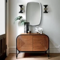 Suva White Rough Cast Wall Mirror 24"x36" -Nesto Store GabiRattanEntrywayAG20 1x1