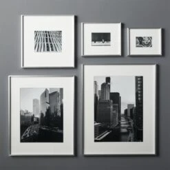 Gallery Brushed Silver Picture Frame With White Mat 8"x10" -Nesto Store GalleryFrmSlvrWhtMtFHF18