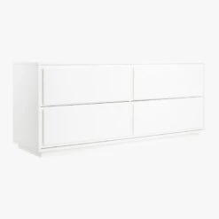 Gallery Low 4-Drawer White Dresser -Nesto Store GalleryLowDrssrWhite3QS19