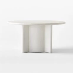 Geary Round White Wood Dining Table -Nesto Store GearyBlchdRoundTableSOSSS23