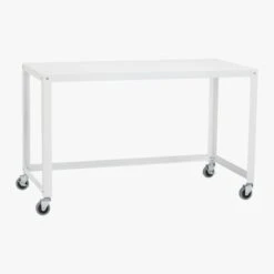 Go-Cart White Metal Desk On Wheels -Nesto Store GoCartDeskWhite3QS13