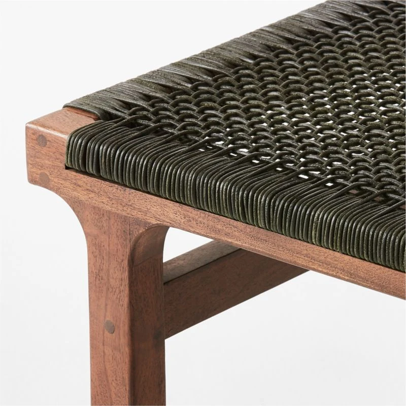 Small Green Leather Bench 6 Small Green Leather Bench - Image 4