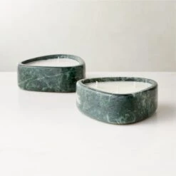 Green Marble Candle Bowl -Nesto Store GreenMrblCandleBowlAVSHS23