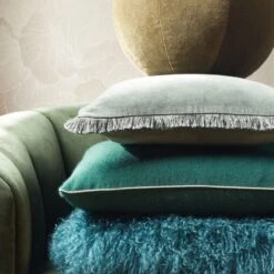 Ivy Green Cashmere Throw Pillow With Feather-Down Insert 20" -Nesto Store GreenPillowArngmtPCS22 1x1