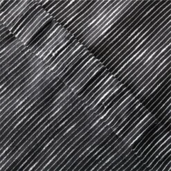 Harlow Black Striped Linen-Blend Sheer Window Curtain Panel 48"x84'' -Nesto Store HarlowBkLnStpdCrtn96PnlAV4SHF23