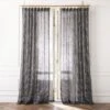 Harlow Black Striped Linen-Blend Sheer Window Curtain Panel 48"x84'' -Nesto Store HarlowBkLnStpdCrtn96PnlSHF23
