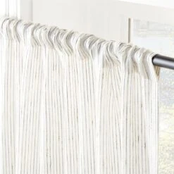 Harlow Striped Linen-Blend Sheer Window Curtain Panel 48"x84" -Nesto Store HarlowLnNCtnStpCtnPl96inAV2SHF22