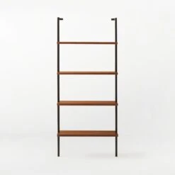 Helix Walnut Wood Wall Mount Bookshelf 70'' -Nesto Store Helix70inWalnutBookcaseSOSSS21