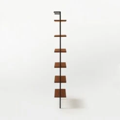 Helix Walnut Wood Wall Mount Bookshelf 96'' -Nesto Store Helix96inWalnutBookcaseSDSSS21