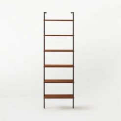 Helix Walnut Wood Wall Mount Bookshelf 96'' -Nesto Store Helix96inWalnutBookcaseSOSSS21
