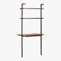 Helix Walnut Wood Wall Mount Desk With Shelves 70'' -Nesto Store HelixShortDeskWalnut3QBS20
