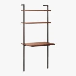 Helix Walnut Wood Wall Mount Desk With Shelves 70'' -Nesto Store HelixShortDeskWalnut3QS20