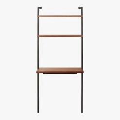 Helix Walnut Wood Wall Mount Desk With Shelves 70'' -Nesto Store HelixShortDeskWalnutSOS20