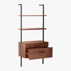 Helix 70" Walnut Bookcase With 2 Drawers 16 Helix 70" Walnut Bookcase With 2 Drawers -Nesto Store HelixShortShlf2DrwWalnut3QAVS20