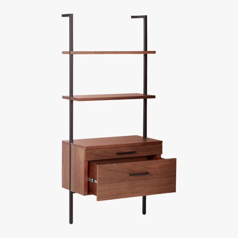 Helix 70" Walnut Bookcase With 2 Drawers 8 Helix 70" Walnut Bookcase With 2 Drawers - Image 6