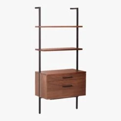 Helix 70" Walnut Bookcase With 2 Drawers 15 Helix 70" Walnut Bookcase With 2 Drawers -Nesto Store HelixShortShlf2DrwWalnut3QS20