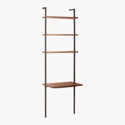 Helix Walnut Wood Wall Mount Desk With Shelves 96'' -Nesto Store HelixTallDeskWalnut3QS20