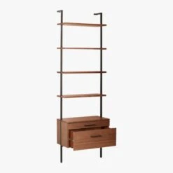 Helix 96" Walnut Bookcase With 2 Drawers 15 Helix 96" Walnut Bookcase With 2 Drawers -Nesto Store HelixTallShlf2DrwWalnut3QAVS20